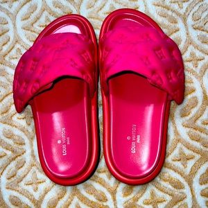 LV pink pool pillow flat comfort mules